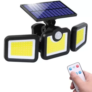Elight Solar Sensor Wall Light 3in1 LS6 ar kustības sensoru, tālvadības pulti un vadu saules paneli, melna