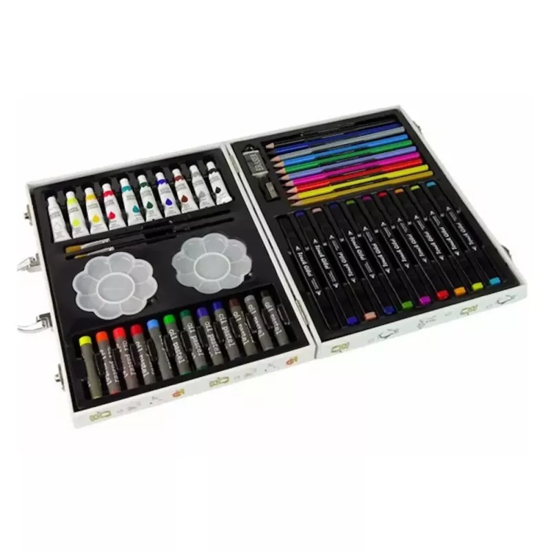 iLike Stationery Art Set for Kids 68pcs Markers Crayons Pencils and Accessories Multicolor