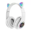 Bemi B39 Bērnu Kaķu Bluetooth Bezvadu Austiņas ar FM Radio, MP3, MicroSD un Telefona Zvanu - Balta