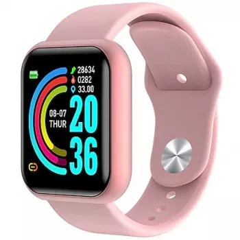 iWear M8 Smart & Fit Watch ar pilnu skārienjutīgu 1,3 collu IPS displeju, mediju vadību, sirdsdarbības / asinsspiediena / sociālo funkciju, rozā krāsā