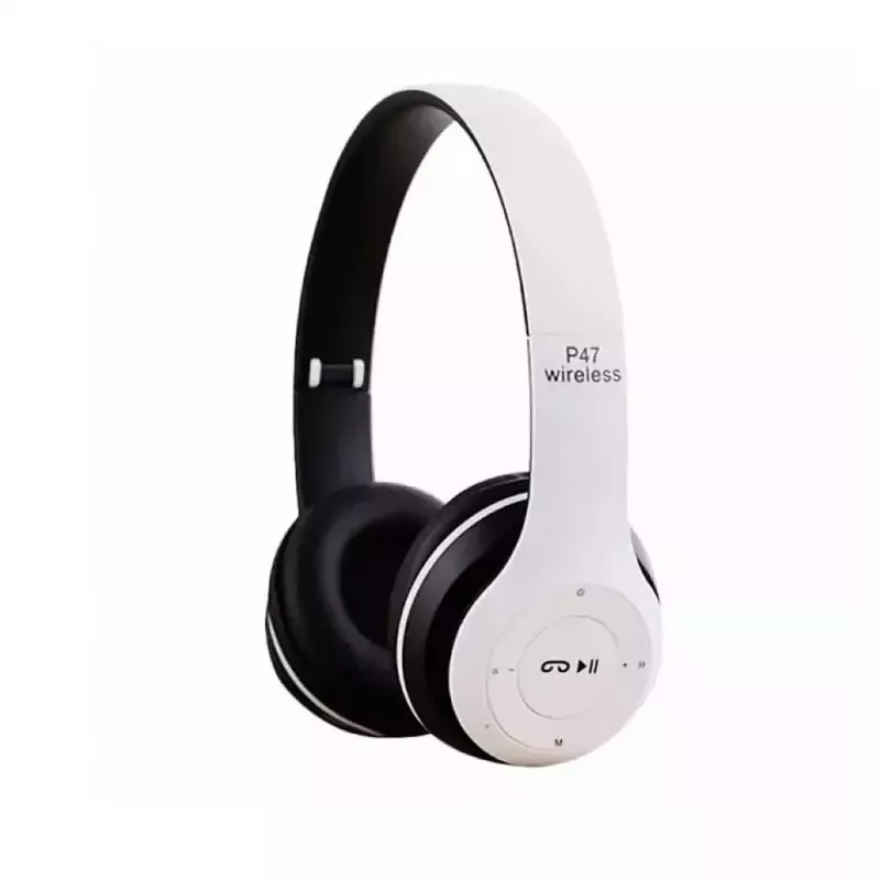 iWear BITS trokšņu slāpējošas salokāmas Bluetooth 5.0 bezvadu austiņas ar FM radio, MP3 atskaņotāju, Micro SD kartes slotu un tālruni - balta