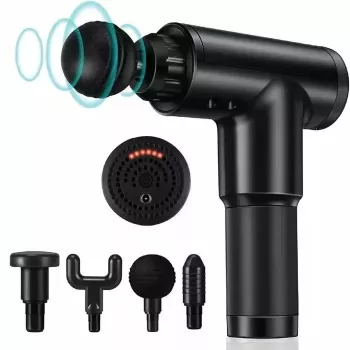 iLike GG Portable Fascial Muscle Massage Gun ar 6 līmeņu mainīgu vibrāciju + 3 sprauslas Melns