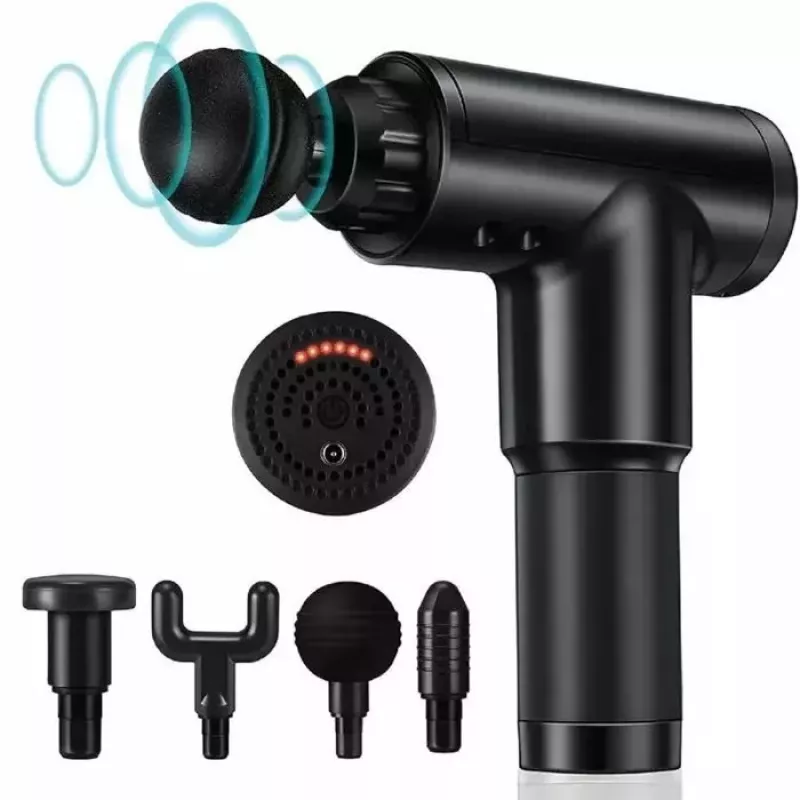 iLike GG Portable Fascial Muscle Massage Gun ar 6 līmeņu mainīgu vibrāciju + 3 sprauslas Melns