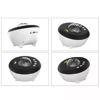 Elight J1 Aurora projektors ar atmosfēras skaņām un Bluetooth skaļruni, viedā Wi-Fi Bluetooth lietotnes vadība, balts