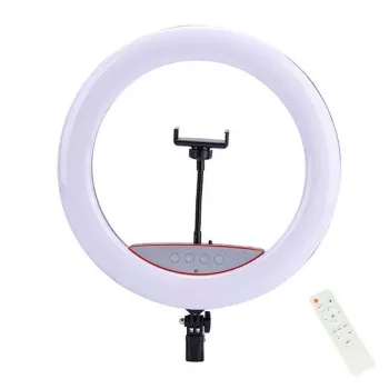 Elight SR14 36cm LED gredzena gaisma ar viedtālruņa turētāju + 220V adapteri + Bluetooth tālvadības pulti Melna