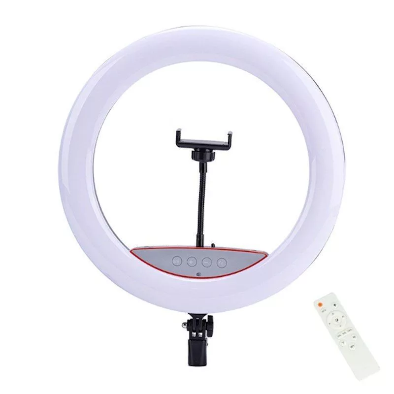 Elight SR14 36cm LED gredzena gaisma ar viedtālruņa turētāju + 220V adapteri + Bluetooth tālvadības pulti Melna
