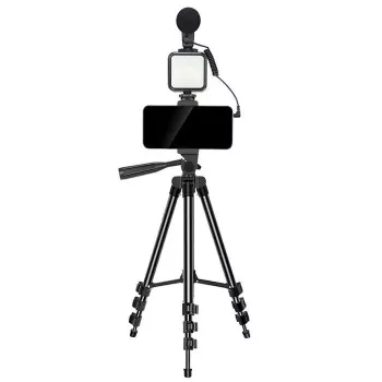 Elight M5 Vlog Smartphone Fix Video & Photo Kit ar LED gaismu, mikrofonu, statīvu 1,3 m, tālvadības pulti
