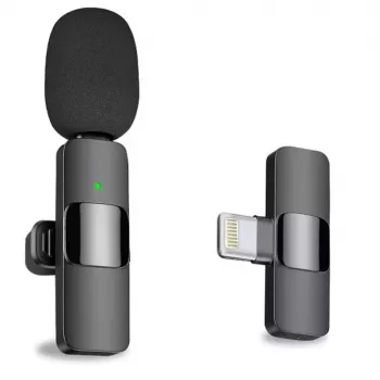 CP K9 Mini Lightning Smartphone Wireless Clip Clear Sound Microphone Noise Cancellation (5.7x1.5cm) Black