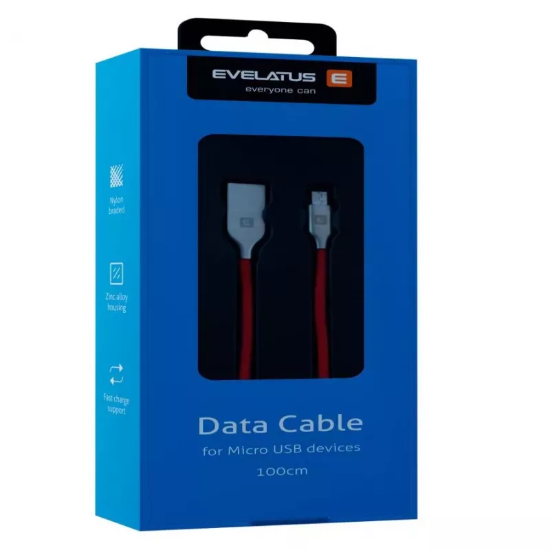 Evelatus Micro-USB kabelis EDC04 Sarkans 1m