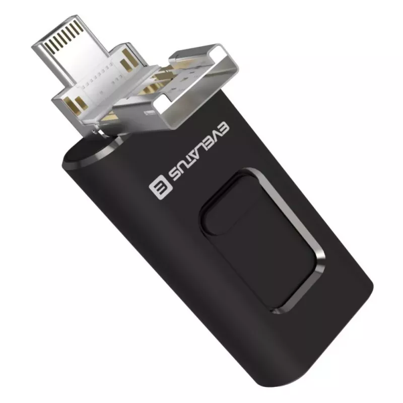 Evelatus USB Flash 4in1 64GB EFD03 (USB, Micro, Type C un iPhone) Melns