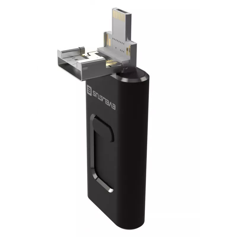 Evelatus USB Flash 4in1 64GB EFD03 (USB, Micro, Type C un iPhone) Melns