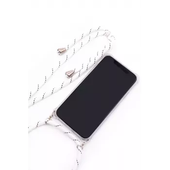 Evelatus Samsung Galaxy A70 Maciņš ar Virvi Baltas Svītras Caurspīdīgs TPU Aizmugurējais Vāciņš