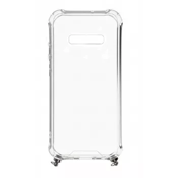 Evelatus Samsung Galaxy S10 Maciņš ar Virvi Baltas Svītras Caurspīdīgs