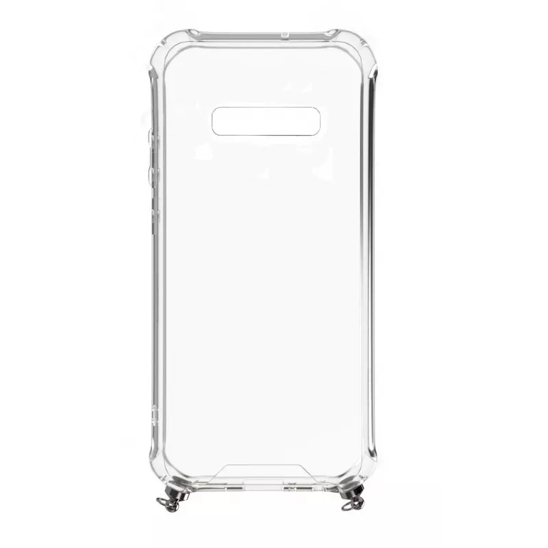 Evelatus Samsung Galaxy S10 Maciņš ar Virvi Baltas Svītras Caurspīdīgs