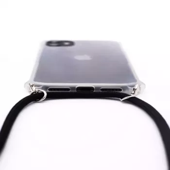 Evelatus Apple iPhone 11 Pro Max Maciņš ar Virvi Melns Caurspīdīgs