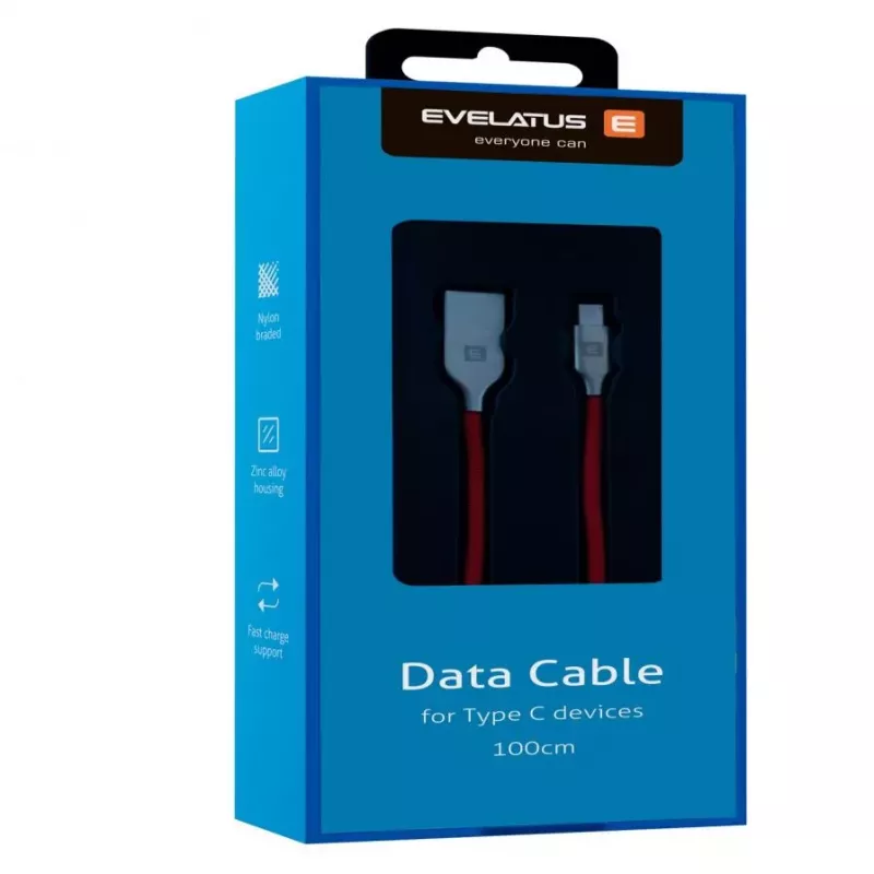 Evelatus Datu kabelis Type-C ierīcēm TPC06 1m Sarkans