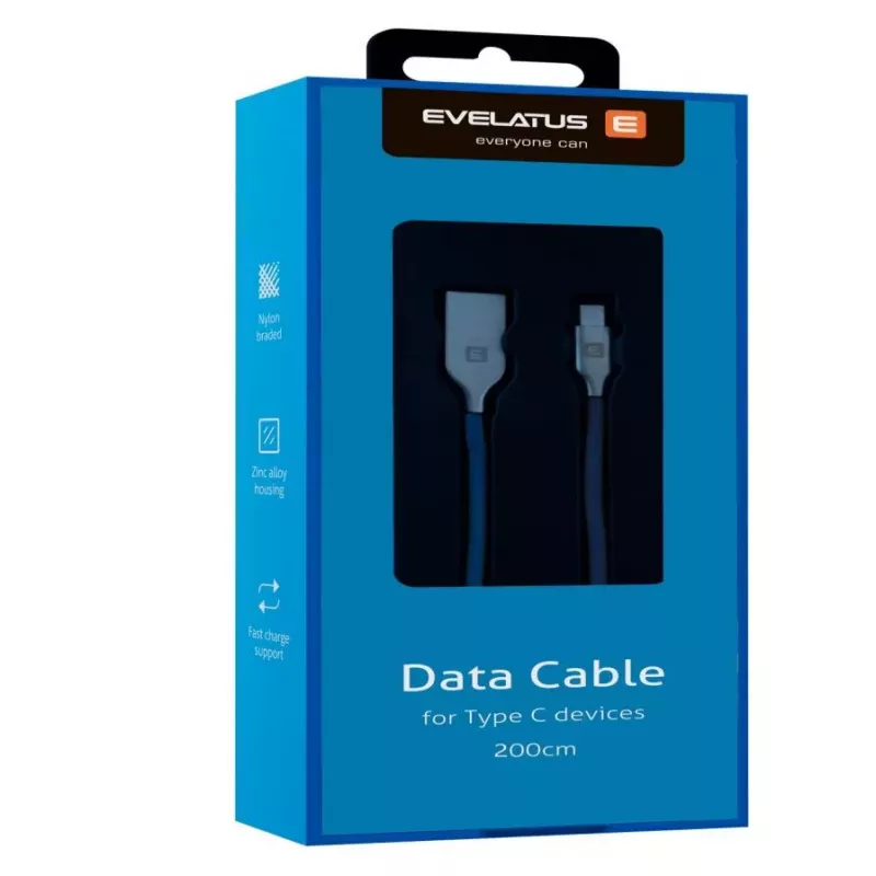 Evelatus Datu kabelis Type-C ierīcēm TPC06 2m Zils