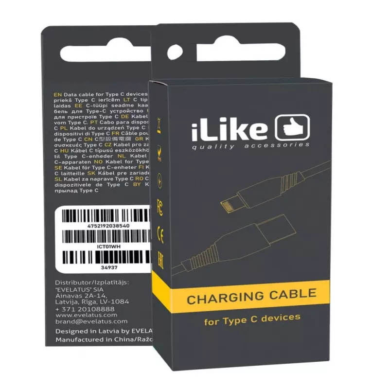 iLike Evelatus uzlādes kabelis Lightning ierīcēm CCI01 Balts
