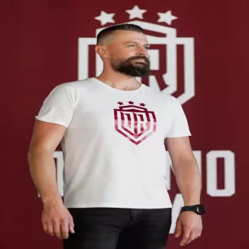 Dinamo vīriešu T-krekls XL «DINAMO» ar sarkanu metālisku apdruku balts