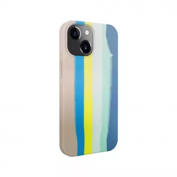 Evelatus Apple iPhone 15 Plus Silicone Case Multi-Colored Blue Pink