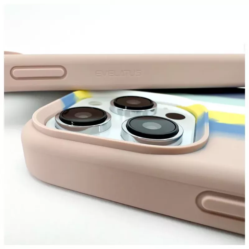 Evelatus Apple iPhone 15 Pro Silikona Maciņš Daudzkrāsains Zils Rozā