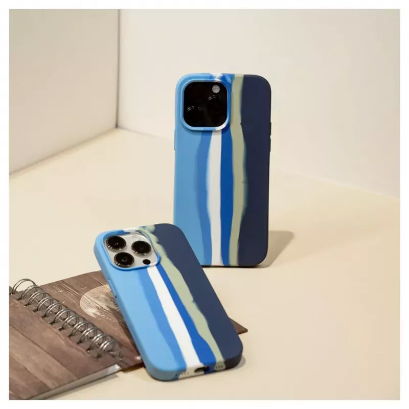 Evelatus Apple iPhone 15 Pro Silicone Case Multi-Colored Blue