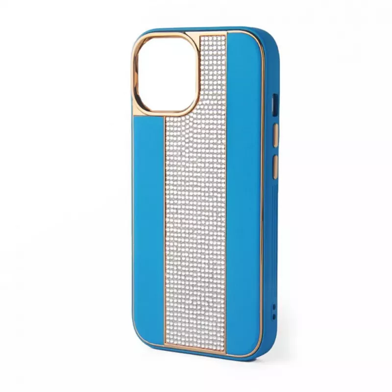 iLike Apple iPhone 15 Pro Diamonds and Leather Case Blue