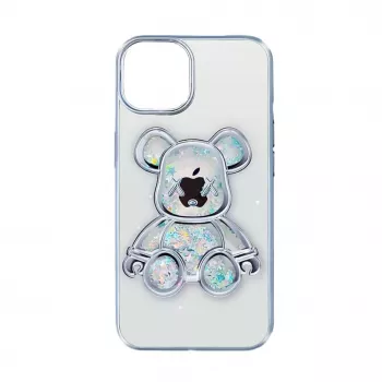 iLike Apple iPhone 14 Silikona Maciņš Print Desire Bear Sudraba