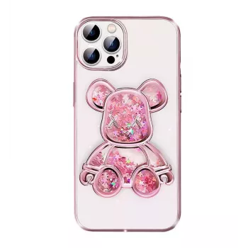 iLike Apple iPhone 15 Pro Silikona Maciņš Print Desire Bear Rozā