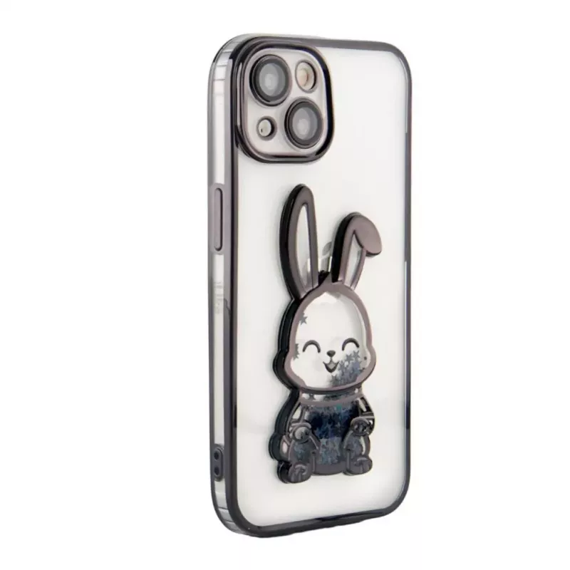 iLike Apple iPhone 13 Silicone Case Print Desire Rabbit Black