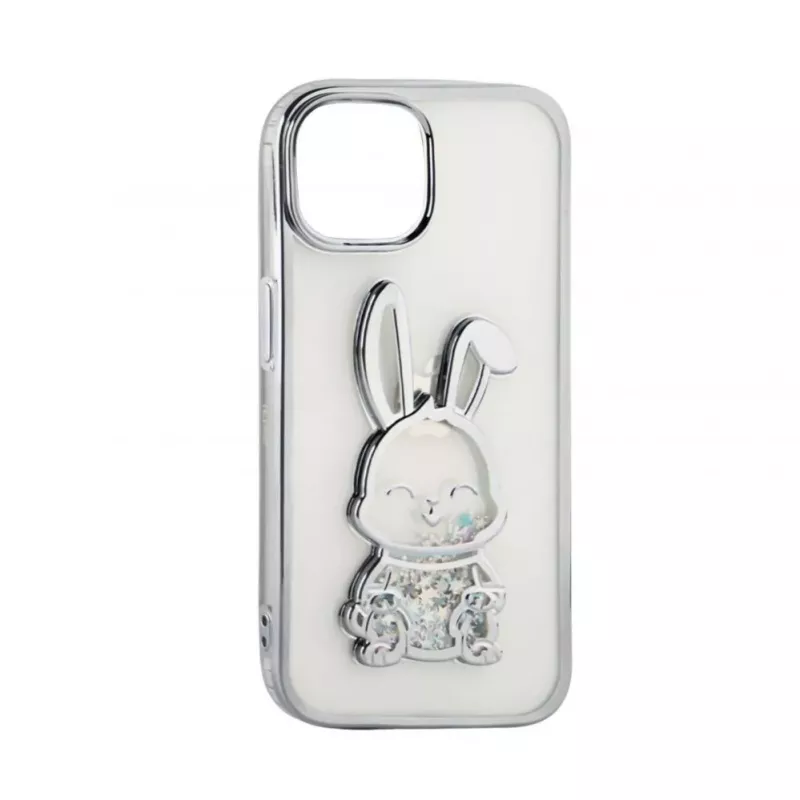 iLike Apple iPhone 15 Silikona Maciņš Print Desire Rabbit Sudraba