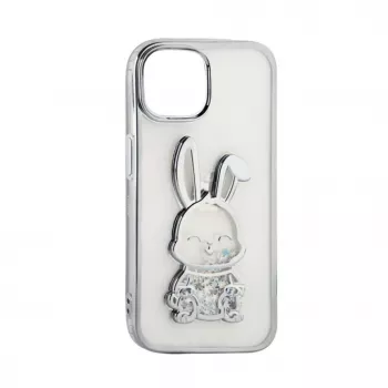 iLike Apple iPhone 15 Pro Silikona Maciņš Drukā Desire Rabbit Sudraba