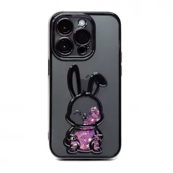 iLike Apple iPhone 15 Pro Max Silikona Maciņš Ar Desire Rabbit Drukātu Purpura Krāsā