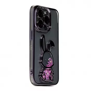 iLike Apple iPhone 15 Pro Max Silikona Maciņš Ar Desire Rabbit Drukātu Purpura Krāsā