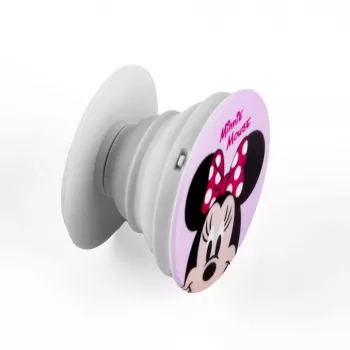 iLike Universal Pop Holder Minni Mouse - Tālruņa turētājs un statīvs, Disney Minnie Mouse dizains, salokāms, 360° rotācija, spēcīga līme