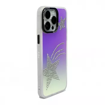 iLike Apple iPhone 15 Pro Laser Shell Star aizmugurējais vāciņš - caurspīdīgs ar varavīksnes zvaigznēm