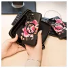 Evelatus Apple iPhone 14 Pro Leather Case Zipper Design Flower Black