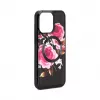 Evelatus Apple iPhone 15 Pro Leather Case Zipper Design Flower Black