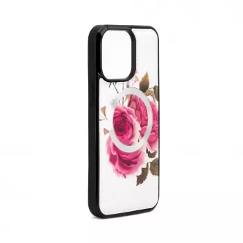 Evelatus Apple iPhone 15 Pro Max Leather Case Zipper Design Flower White