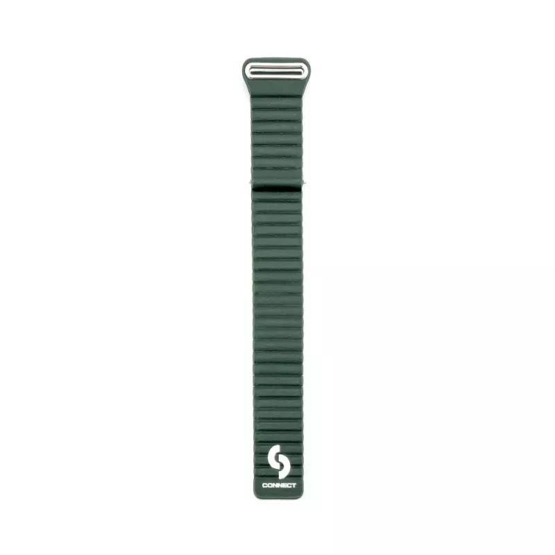 Connect 20mm Flat Head Leather-Silicone Loop Magnetic Watch Strap (130mm M/L) Forest Green
