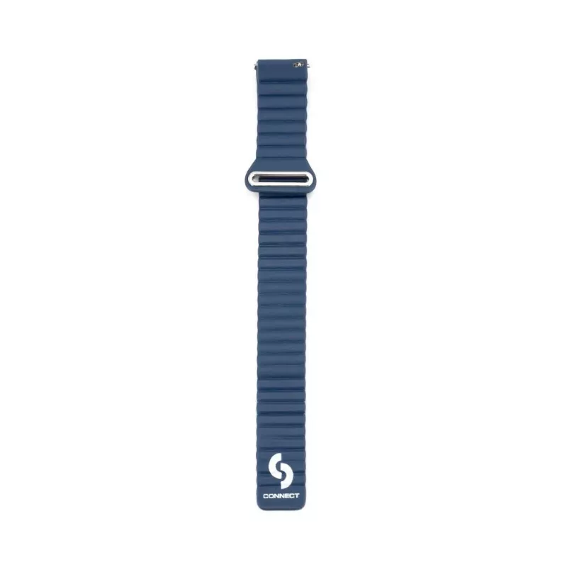 Connect 20mm Flat Head Leather-Silicone Loop Magnetic Watch Strap (130mm M/L) Midnight Blue
