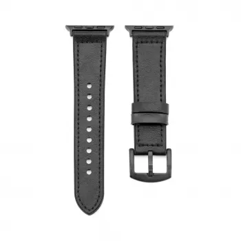 Connect Watch 38/40/41mm Silikona ielāpa ādas pulksteņa siksniņa (132mm M/L) Melna
