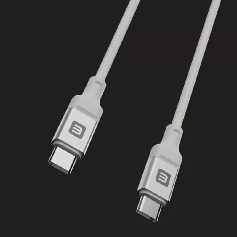Evelatus USB-C to USB-C Cable 2M 60W / 20V3A Aluminum Housing Braided White