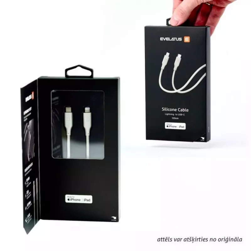 Evelatus USB-C uz USB-C Silikona kabelis 1,2m 60W / 20V 3A Balts