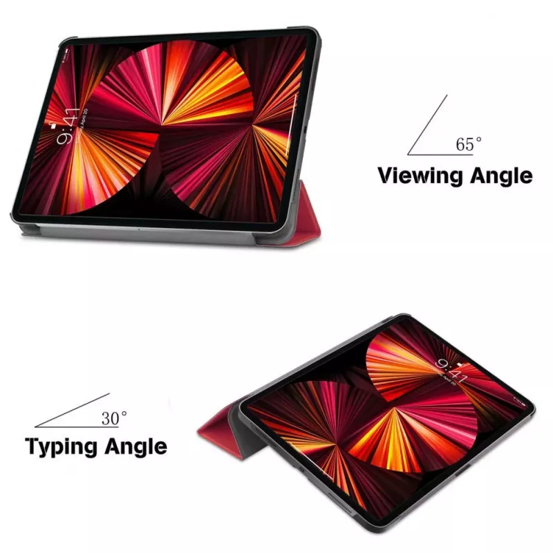 iLike Galaxy Tab S8 Plus 12.4 Tri-Fold Eco-Leather Stand Case Coral Pink