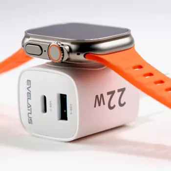 Evelatus 2 in 1 Charger 20W Max USB-C+USB-A:15W Max USB-C+USB-A+Wireless:15W+2W 17W Max White