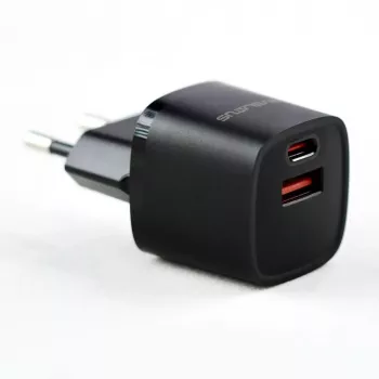 Evelatus USB-A un USB-C 30W Max ES lādētājs melns