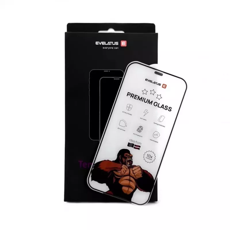 Evelatus Samsung Galaxy S23 / S22 2.5D Corning Gorilla Glass Anti-Statisks 3D Pilna Pārklājuma 10X Stiprāks Melns