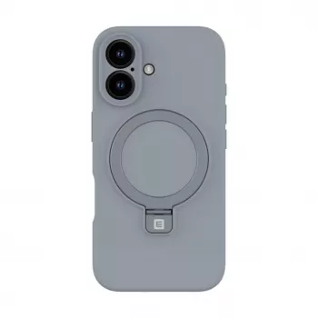 Evelatus Apple iPhone 16 Premium Magsafe ar Statīvu Soft Touch Silikona Maciņš Sudraba