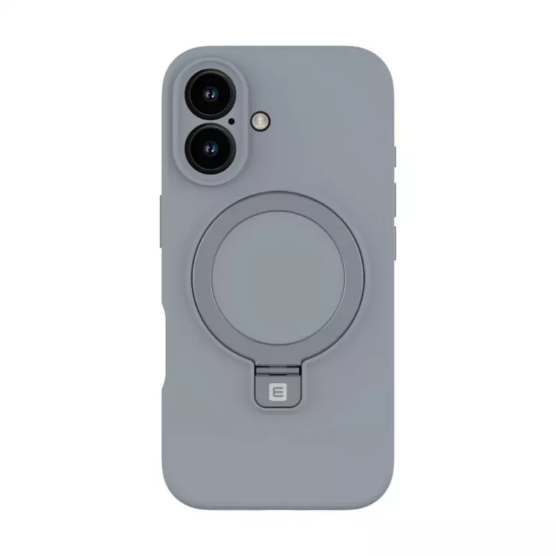 Evelatus Apple iPhone 16 Premium Magsafe ar Statīvu Soft Touch Silikona Maciņš Sudraba